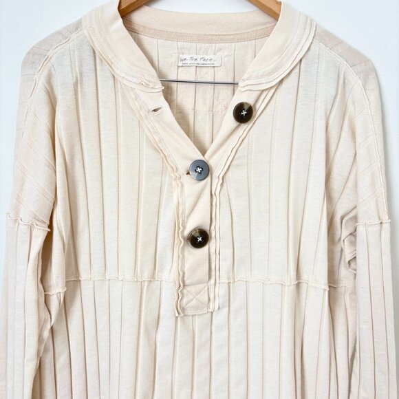 Free People We The Free In The Mix Ribbed Henley Pullover Top Sz S - Picture 3 of 8